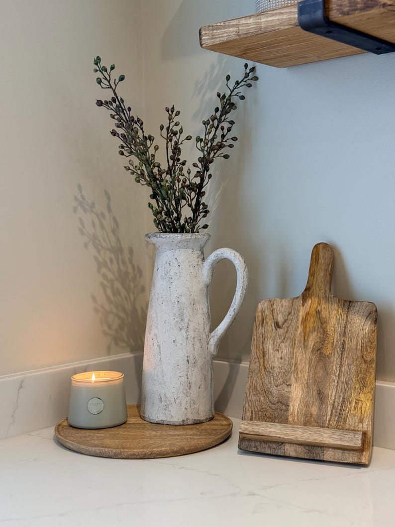 Round Mango Wood Decorative Tray | Natural Wooden Centrepiece | Rustic Candle Display Stand | Coffee Table & Home Decor Autumn image 13