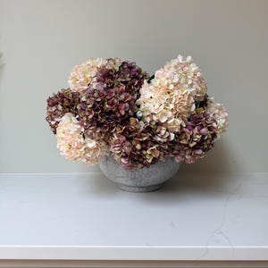 Tallos de hortensia artificial de otoño en blanco, rosa y burdeos / Flores de seda de 42 cm para arreglos florales, bodas y decoración del hogar