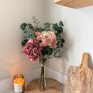 Handmade Luxury Silk Autumn Floral Bouquet Arrangement | Dried Hydrangea Artificial Flower Bouquet Wedding Flowers - Ava