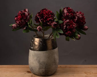 Burgundy Peony Realistic Artificial Faux Flower Stem for Vase Arrangements, Bouquets & Home Décor Autumn