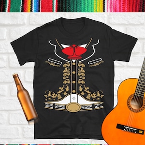 Men Mariachi Funny Mexican Costume Trendy tee shirt Halloweeen Shirt Playera de Mariachi