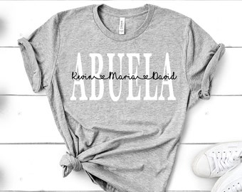 Custom Abuela Shirt: Personalized Grandkids Names, Spanish Gift