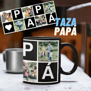 TAZA PAPA/ Fotos personalizadas y nombre/ Regalo para Papa / Hispanic Dad Gift/ Regalo para Esposo/Latinx Gift/ Taza de ceramica para papa