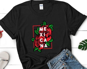 Womens Mexicana Latina Latinx Flor Roses Flower Trendy tee shirt Short-Sleeve Unisex T-Shirt