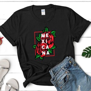 Womens Mexicana Latina Latinx Flor Roses Flower Trendy tee shirt Short-Sleeve Unisex T-Shirt