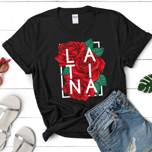 Womens Latina Latinx Flor Roses Flower Trendy tee shirt Short-Sleeve Unisex T-Shirt