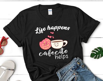 レディース コンチャス カフェシート Tシャツ：面白いラティーナ風スペイン語ダジャレTシャツ