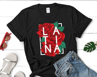Womens Latina Latinx Flor Roses Flower Trendy tee shirt Short-Sleeve Unisex T-Shirt