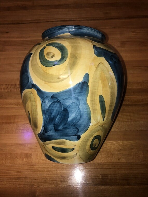 Authentic Hand Thrown And Painted Pottery Barn Tuscan Vase Etsy