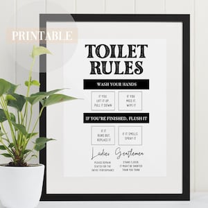 Toilet Rules | Bathroom Rules | Funny Bathroom Decor | Toilet Rules Sign | Bathroom Wall Print | Toilet Rules Print | WC Print | Toilet Sign
