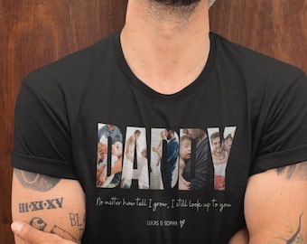 Camisa personalizada com colagem de fotos para o pai | Presente para o Dia dos Pais