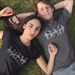 Custom Matching Mom and Dad Shirts With Kids Names | Mom and Dad Shirts Set | Custom Matching Shirts Mom Dad | Personalized Tees Mom and Dad