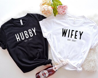 Hubby Wifey Shirts | Just Married Shirts | Couples Matching Shirts | Valentines Day Matching Shirts | Honeymoon Shirts | Mr and Mrs Shirt