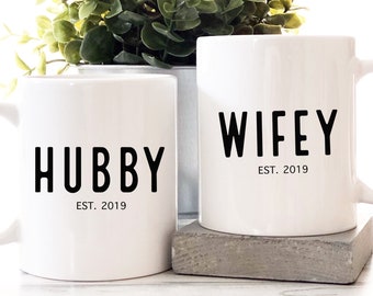 Hubby Wifey Coffee Mugs | Matching Mugs For Couples | Custom  Husband Wife Mugs | His And Hers Mugs | Newly Weds Mug | Engagement Mugs