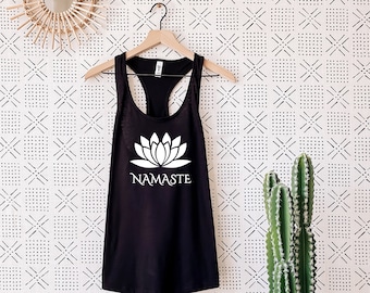 Namaste Lotus Flower Yoga Tank Top: Women's Workout Shirt