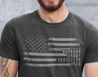 Husband Daddy Protector Shirt | Best Dad Shirt | Vintage 4th of July American Flag Shirt | Gift For Husband | Father's Day Shirt | Dad Shirt