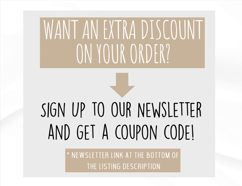 K&ouml;nnte beinhalten: Grafik mit Text: &bdquo;M&Ouml;CHTEN SIE einen EXTRA-RABATT AUF IHRE BESTELLUNG? MELDEN SIE SICH F&Uuml;R UNSEREN NEWSLETTER AN UND ERHALTEN SIE EINEN GUTSCHEINCODE! * NEWSLETTER-LINK UNTEN IN DER ARTIKELBESCHREIBUNG&ldquo;. Text in Schwarz und Wei&szlig;.