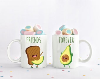 Friends Forever | BFF Gift | Avocado and Toast Mug | BFF Valentines Gift | Valentines Gift For Friends | Valentines Gift  | Friends Mug Set