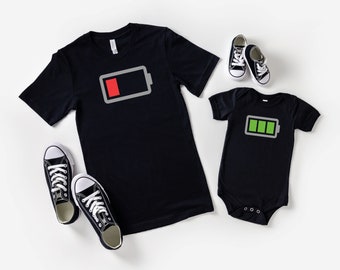 Low Battery - Fully Charged | Daddy and Me Shirts | Dad and Son Shirt | Father's Day Matching Shirts | Gift For Dad | Dad and Daughter Set