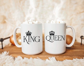 King and Queen | Crown Love Mug | Coffee Mug Set For Couples | Gift For Him | Gift For Her | Boyfriend Gift | Gift For Husband | Valentines