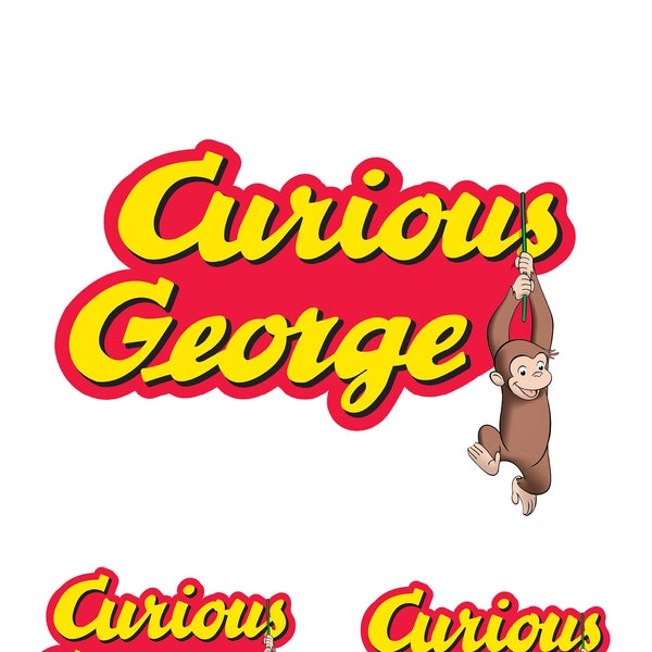 STICKERS Curious George Decals 7" and Pair of 3"