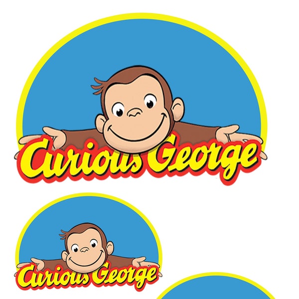 STICKERS Curious George Peeking Decals 7" and Pair of 3"