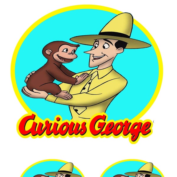 STICKERS Curious George Friends Decals 7" and Pair of 3"