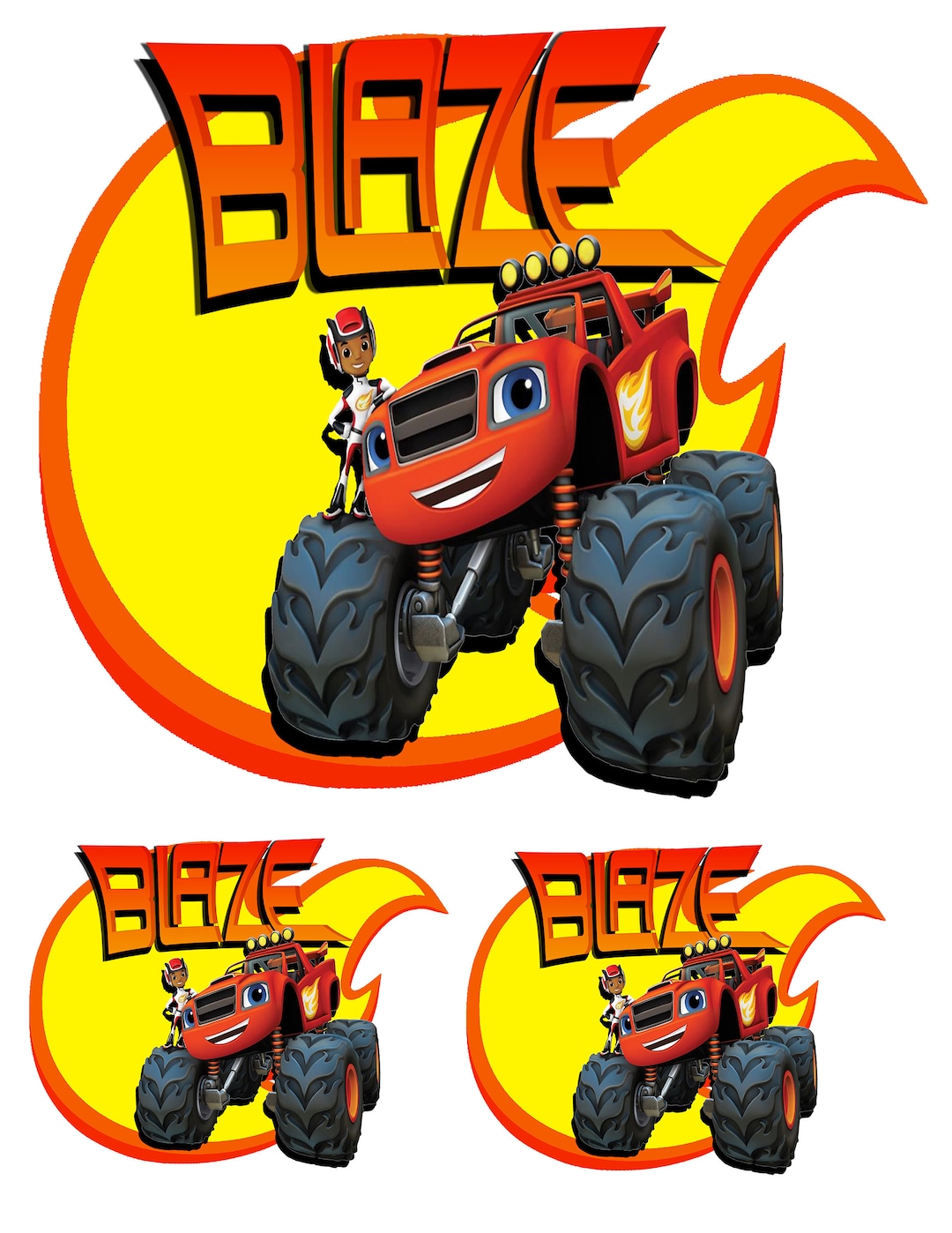STICKERS Blaze AJ and the Monsters Machines Decals 7 and - Etsy