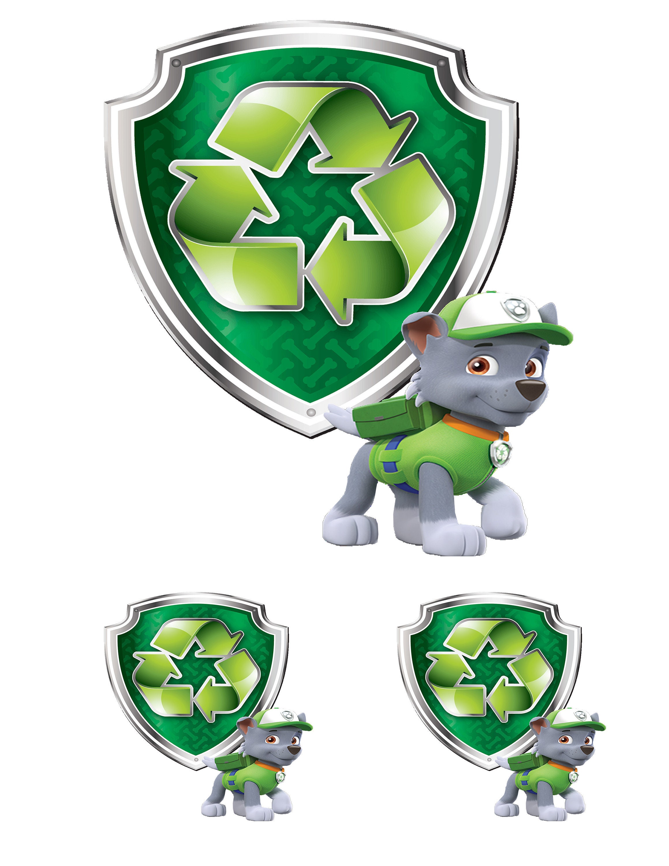 STICKERS Paw Patrol Mighty Pups Rocky Decals 7 And Pair Of 3 mail