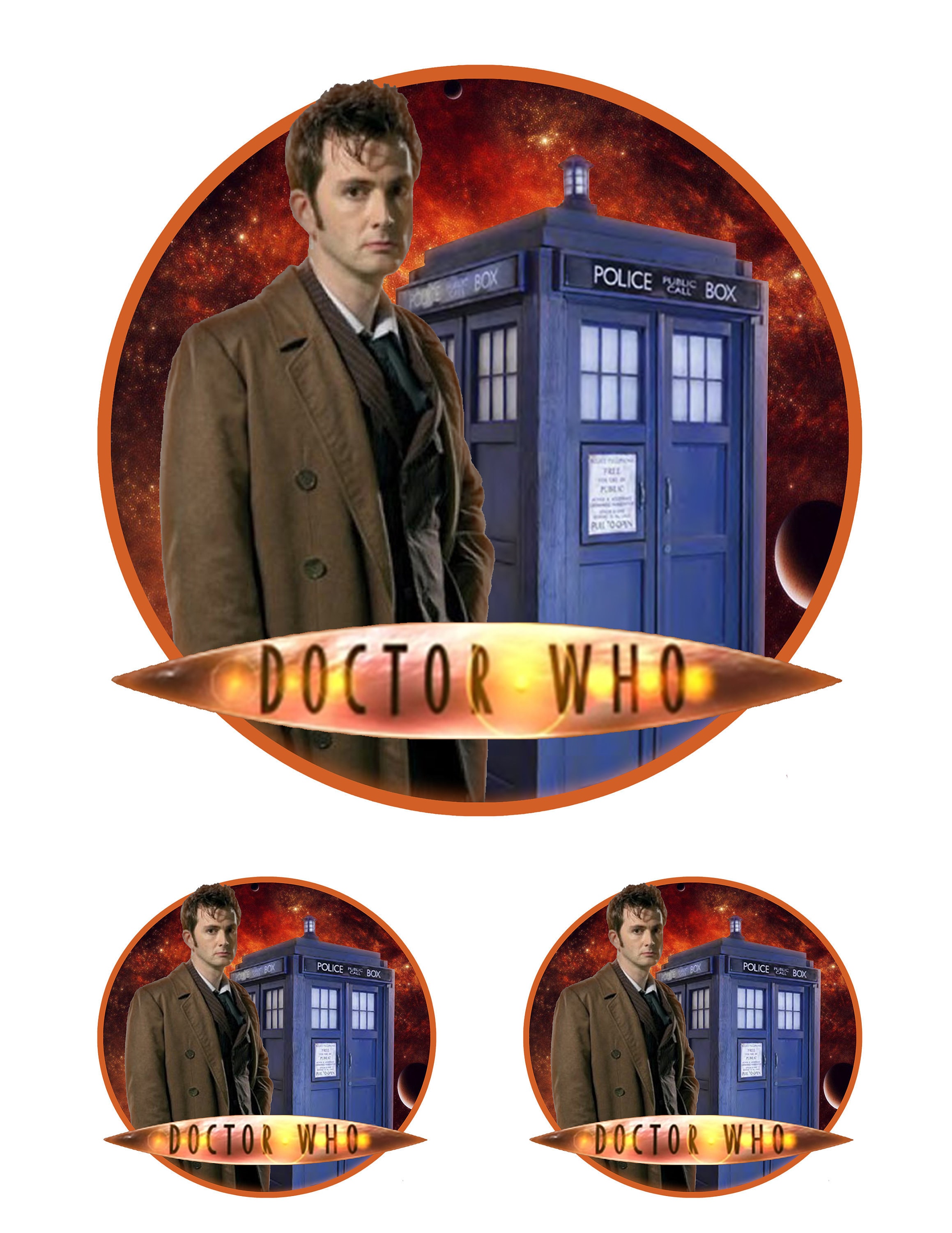 STICKERS Doctor Who 10th Dr. Decals 7" and Pair of 3" - Etsy