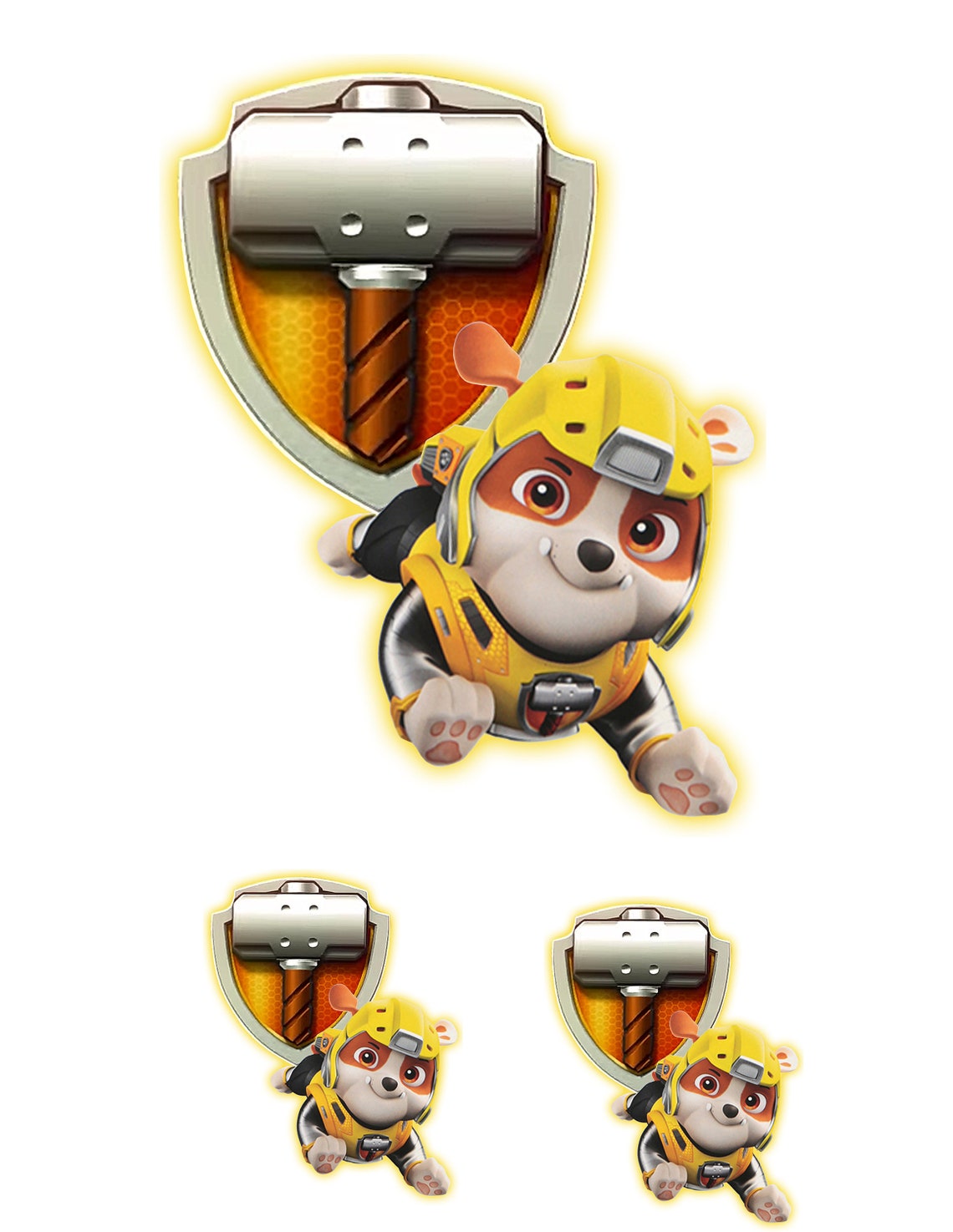 STICKERS Paw Patrol Mighty Pups Rubble Decals 7 and Pair Etsy
