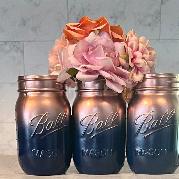 Navy Blue Mason Jars Etsy