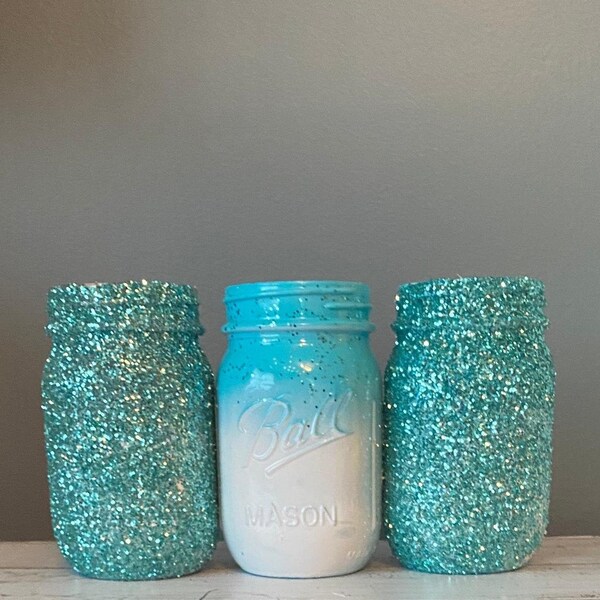 Teal Mason Jar Etsy