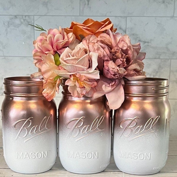 Rose Gold Mason Jar Etsy