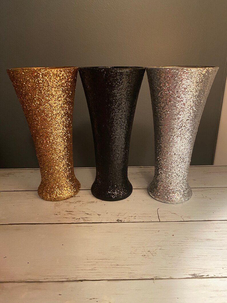 Glitter Vase Wedding Decor Centerpieces Glitter Glass Etsy