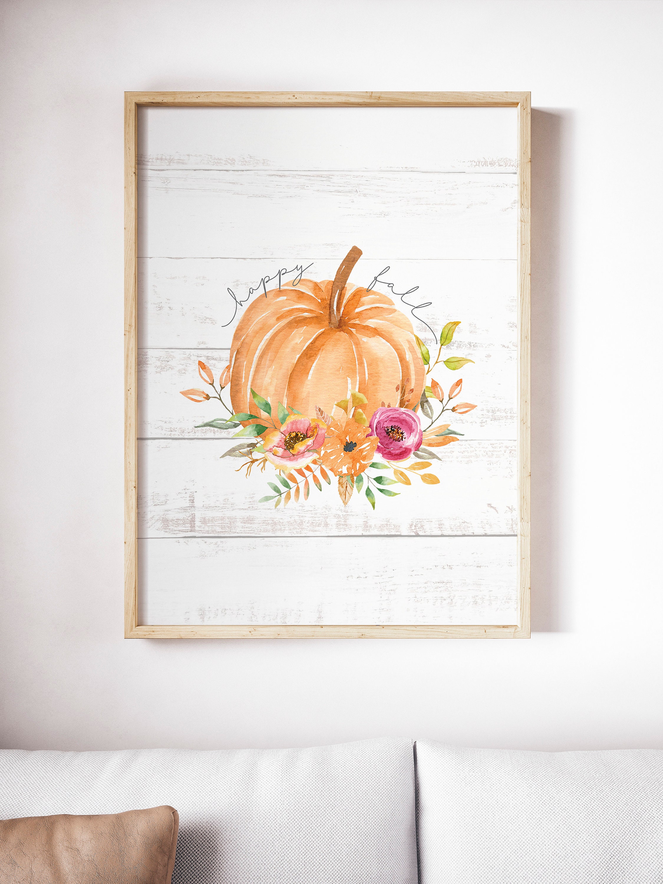 DII Herbst-Tischdecke Bauernhaus-Stil – 152x271 Cm, 100% Baumwolle, Kürbiskaro-Design, Orange/Grau