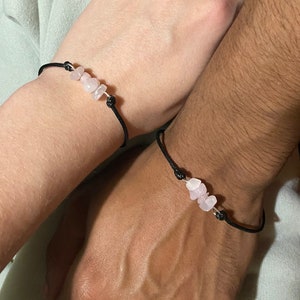 Matching rose quartz bracelets, couples matching bracelets, friendship bracelets, healing stone, stone of love, rose quartz jewelry