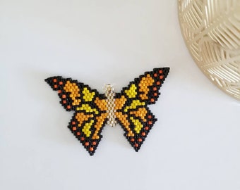 Padrão de borboleta Miyuki, padrão PDF Miyuki, padrão PDF borboleta, padrão de ponto de tijolo, padrão de miçangas de animais, padrão de peiote PDF,