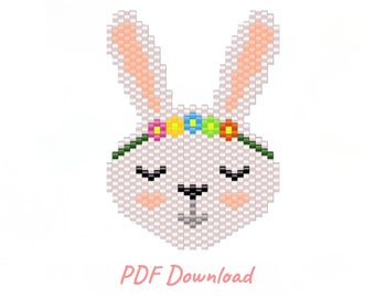 Padrão de coelhinho da Páscoa, padrão de coelhinho da Páscoa Miyuki, padrão de ponto peiote, padrão PDF, download instantâneo, miçangas Miyuki delica