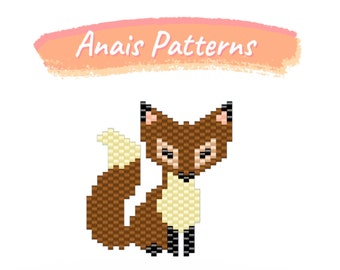 Padrão de raposa Miyuki, padrão de animal Miyuki, padrão de contas Miyuki, padrão Beadwork PDF, padrão de ponto de tijolo, padrão de peiote, download instantâneo
