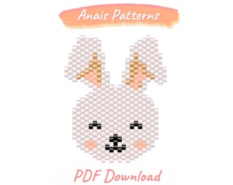 Padrão de coelho Miyuki, padrão de peiote de coelho, padrão de miçangas, padrão de ponto de tijolo, padrão de PDF para contas Miyuki delica.