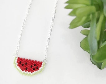 Miyuki watermelon pattern, PDF pattern, Miyuki bead pattern, Summer fruits brick stitch pattern, Peyote pattern, Beadwork