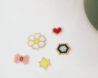 Padrão de mau-olhado Miyuki, padrão de coração, padrão de flor miyuki, padrão de estrela Miyuki, padrão de fita peiote, padrão Miyuki PDF, formas básicas