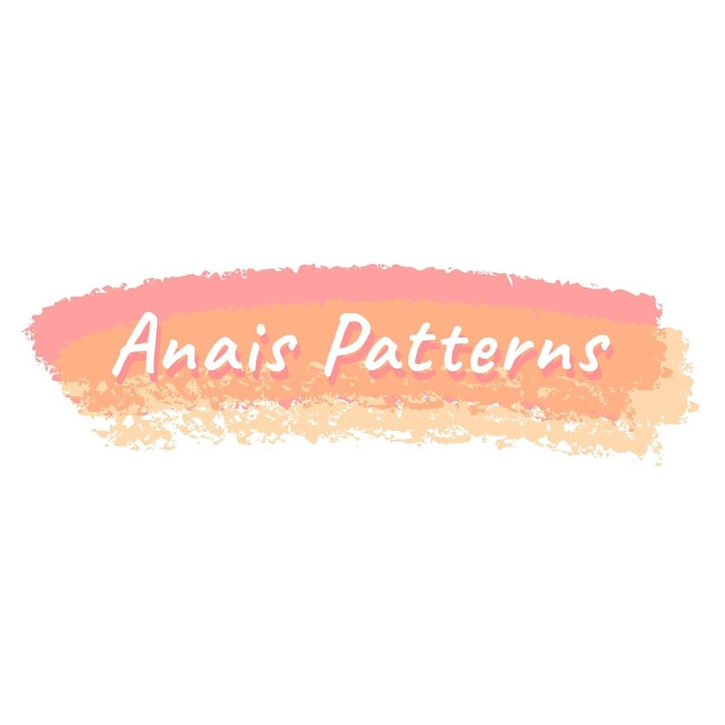 May include: A peach and orange watercolor-style brush stroke with the text "Anais Patterns" in white.