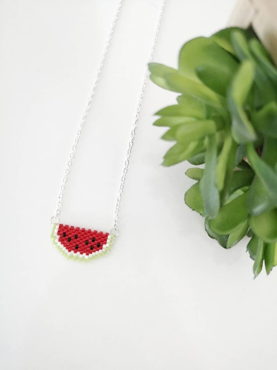 Miyuki watermelon pattern, PDF pattern, Miyuki bead pattern, Summer fruits brick stitch pattern, Peyote pattern, Beadwork