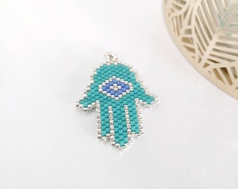 Padrão de mão Miyuki fatima, padrão PDF de mau olhado, padrão de miçangas Miyuki, padrão peiote, padrão de ponto de tijolo, miçangas