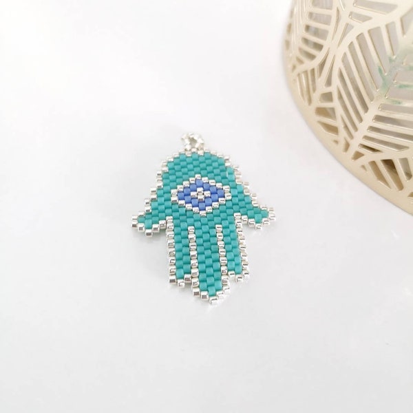 Miyuki fatima hand pattern, Evil eye PDF pattern, Miyuki bead pattern, Peyote pattern, Brick stitch pattern, Beadwork