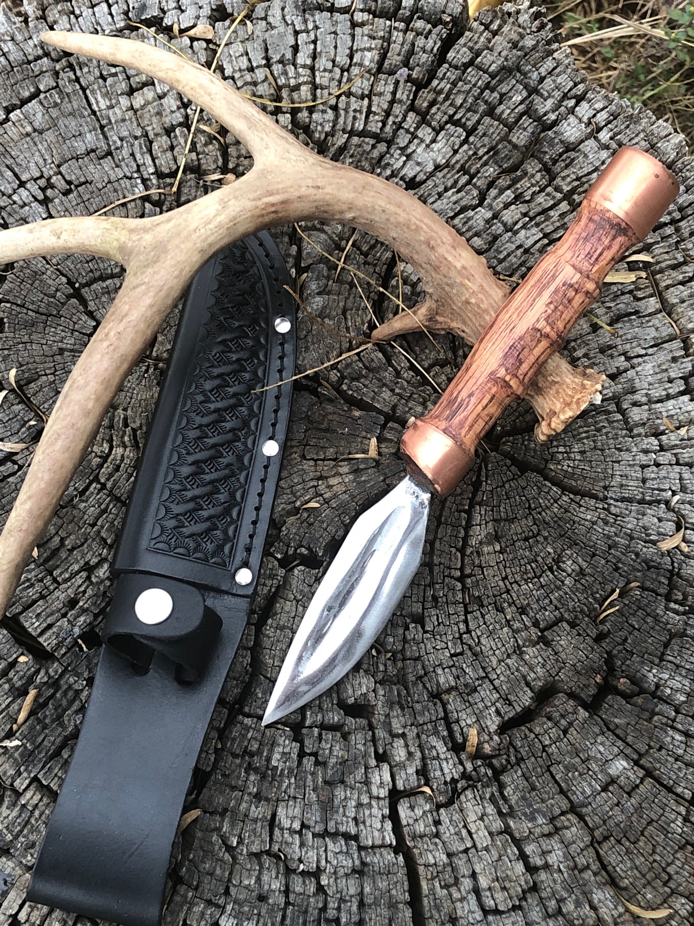 Custom Knife Leaf shaped blade with Sheath Etsy