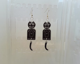 Earrings, Kit Kat earrings, shrink plastic earrings, cat earrings, unique earrings, pierced