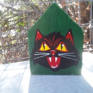 Cat shelf sitter, black cat, vintage style cat decor, witchycore, spooky childless cat ladies